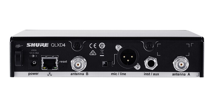 mặt sau Bộ thu Shure QLXD4 mặt sau Bộ thu Shure QLXD4
