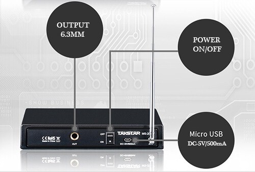 Bộ thu micro Takstar MS-208W không dây Bộ thu micro Takstar MS-208W không dây